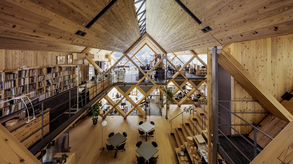 meiken lamwood corp head office by nks2 architects