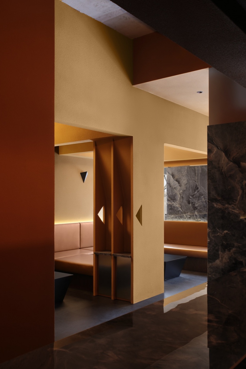 卡座区域 Booth seat area origami bar by tens atelier