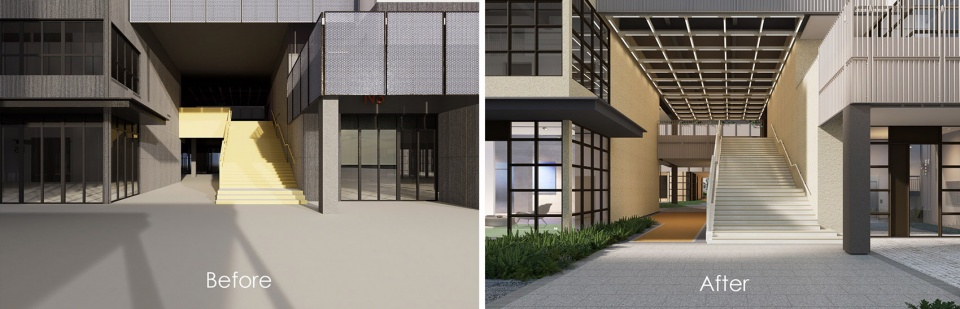 Columbia Circle Phase II Architectural Refinement Gray Space Interior and Guide System by XU Studio 5ab