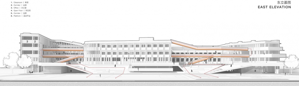 the primary school of hangzhou shangtang unit East elevation东立面图©UAD