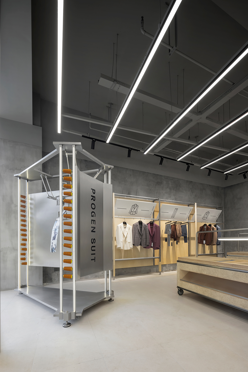 an experimental store featuring an editable display system by greater dog architects