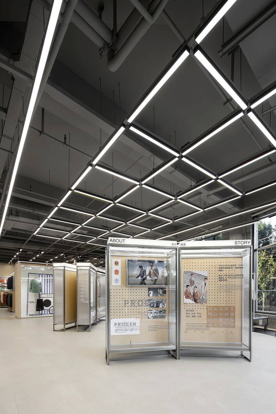 an experimental store featuring an editable display system by greater dog architects