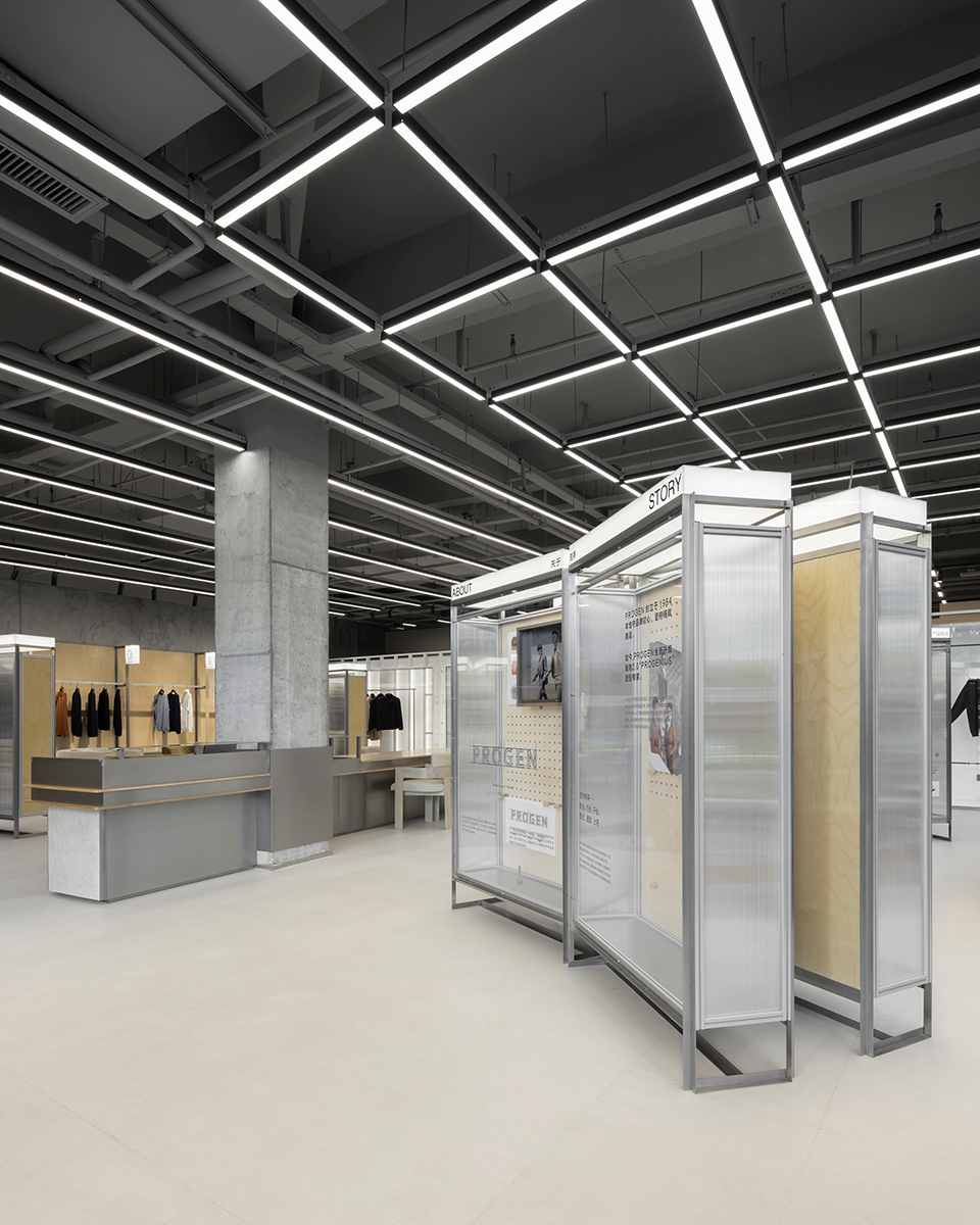 an experimental store featuring an editable display system by greater dog architects