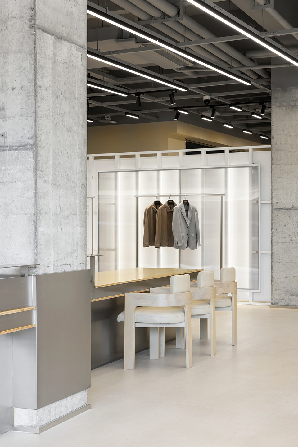 an experimental store featuring an editable display system by greater dog architects