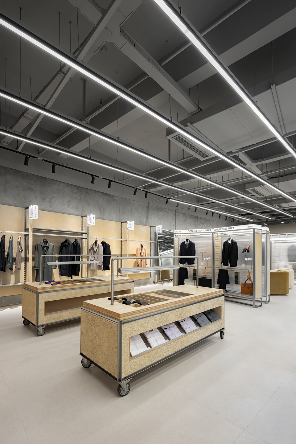 an experimental store featuring an editable display system by greater dog architects