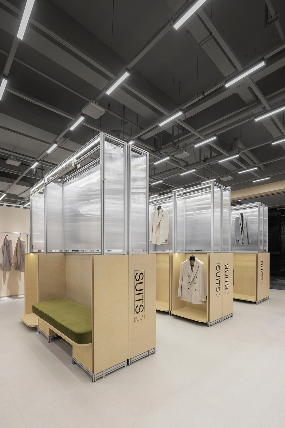 an experimental store featuring an editable display system by greater dog architects