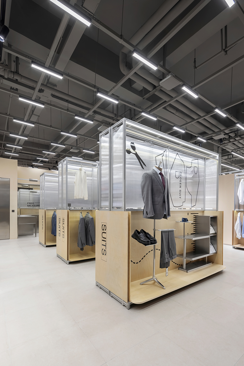 an experimental store featuring an editable display system by greater dog architects