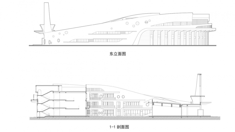 立面及剖面图©筑境设计 central kindergarten