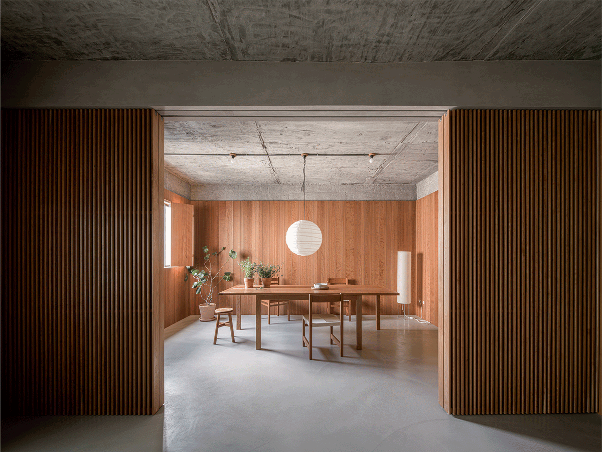 wooden structure in concrete by wuy architects