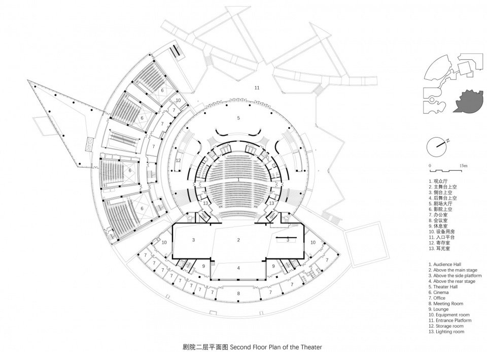 剧院二层平面图 wuhan dongxihu cultural center