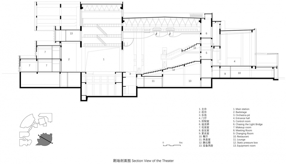 剧院剖面图2 wuhan dongxihu cultural center