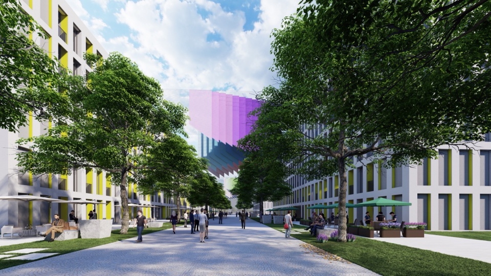 步行十字街效果图 Pedestrian Cross Street Rendering © 超城建筑 CU Office