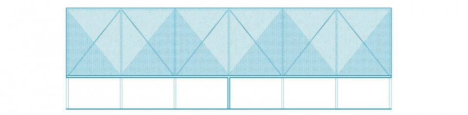 North Elevation blue court by found projects atelier noirs
