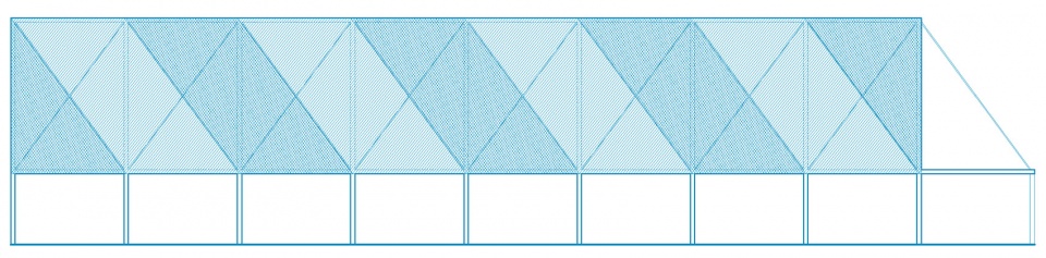 East Elevation blue court by found projects atelier noirs