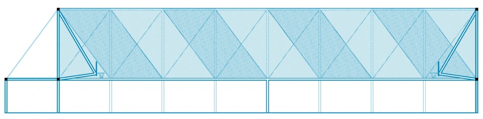 Longitudinal Section blue court by found projects atelier noirs