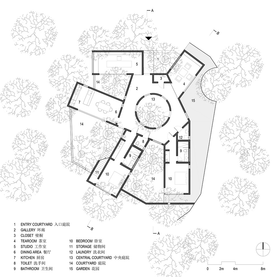 courtyard under longan trees by spacework architects
