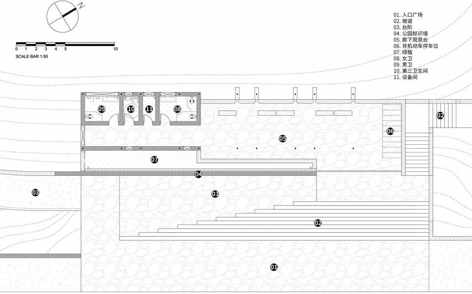 入口建筑首层平面 guitou town wetland park