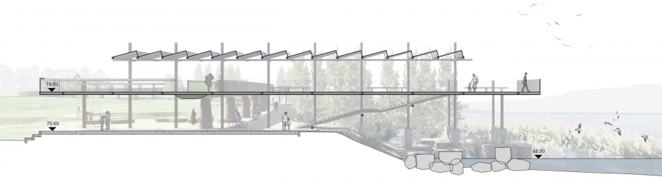 长廊剖面 guitou town wetland park