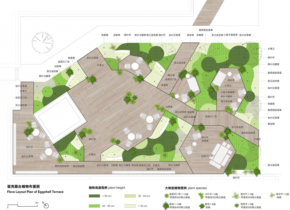 蛋壳露台植物布置图 Flora Layout Plan of Eggshell Terrace