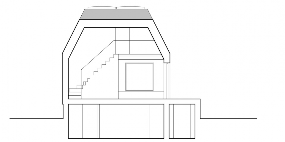 cross section skylight hut by atelier hajny