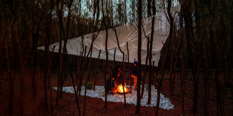 Tangible Scene offers villagers a different type of interaction with the cherry blossom forest at night ©Rui Gu