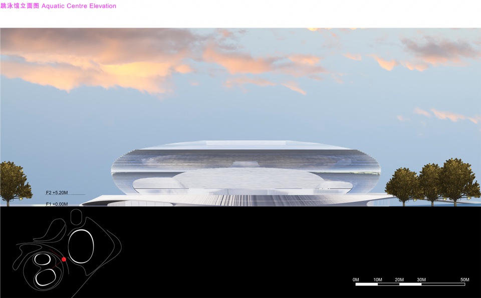 ZHA The Greater Bay Area Sports Center Aquatic Centre Elevation 1 拷贝