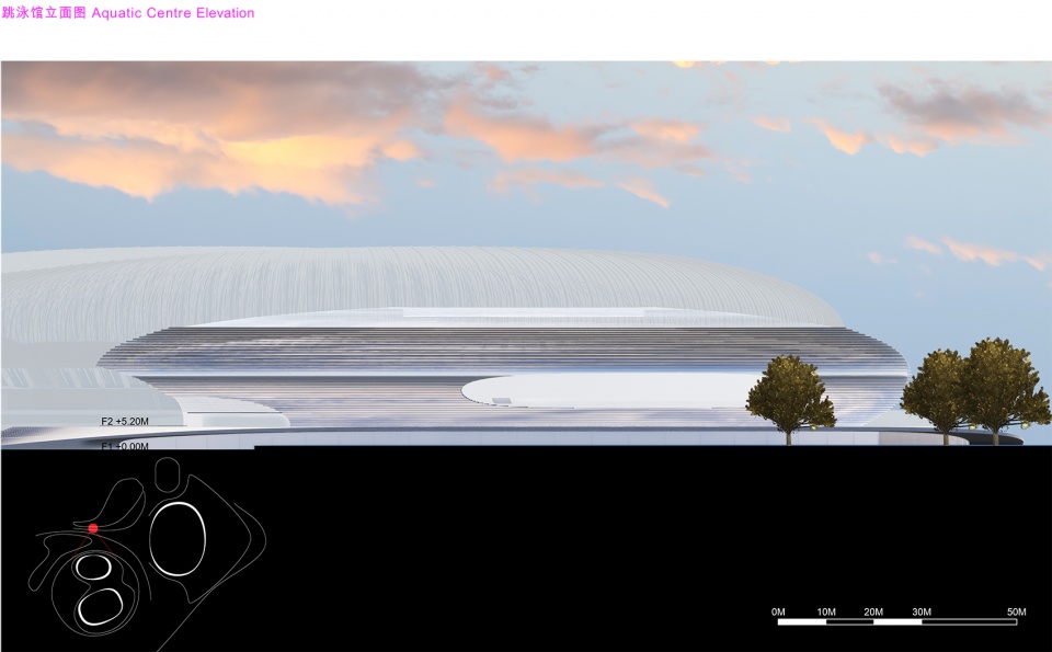 ZHA The Greater Bay Area Sports Center Aquatic Centre Elevation 3 拷贝