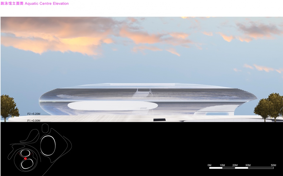 ZHA The Greater Bay Area Sports Center Aquatic Centre Elevation 4 拷贝