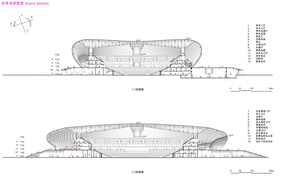 ZHA The Greater Bay Area Sports Center Arena Sections 拷贝