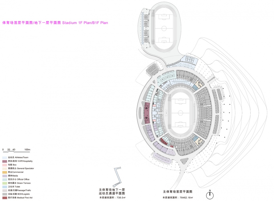 ZHA The Greater Bay Area Sports Center Stadium 1F Plan B1F Plan 拷贝