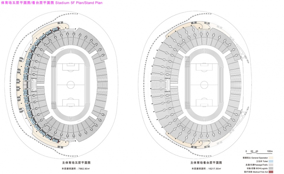 ZHA The Greater Bay Area Sports Center Stadium 5F Plan Stand Plan 拷贝