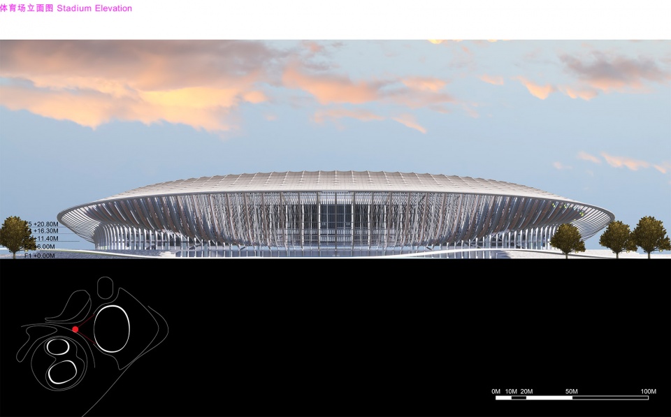 ZHA The Greater Bay Area Sports Center Stadium Elevation 2 拷贝