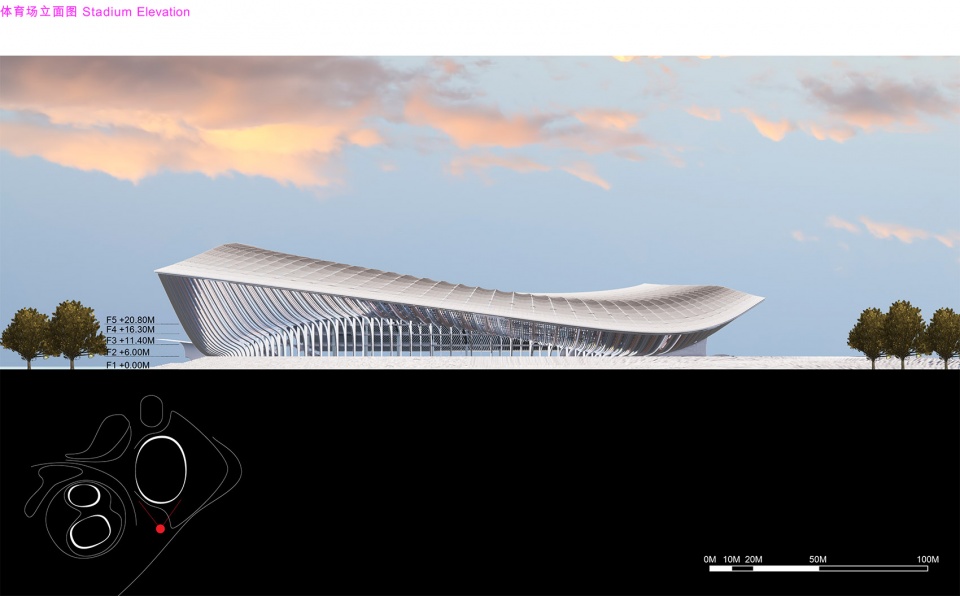ZHA The Greater Bay Area Sports Center Stadium Elevation 3 拷贝