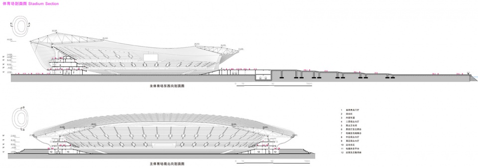 ZHA The Greater Bay Area Sports Center Stadium Sections 拷贝