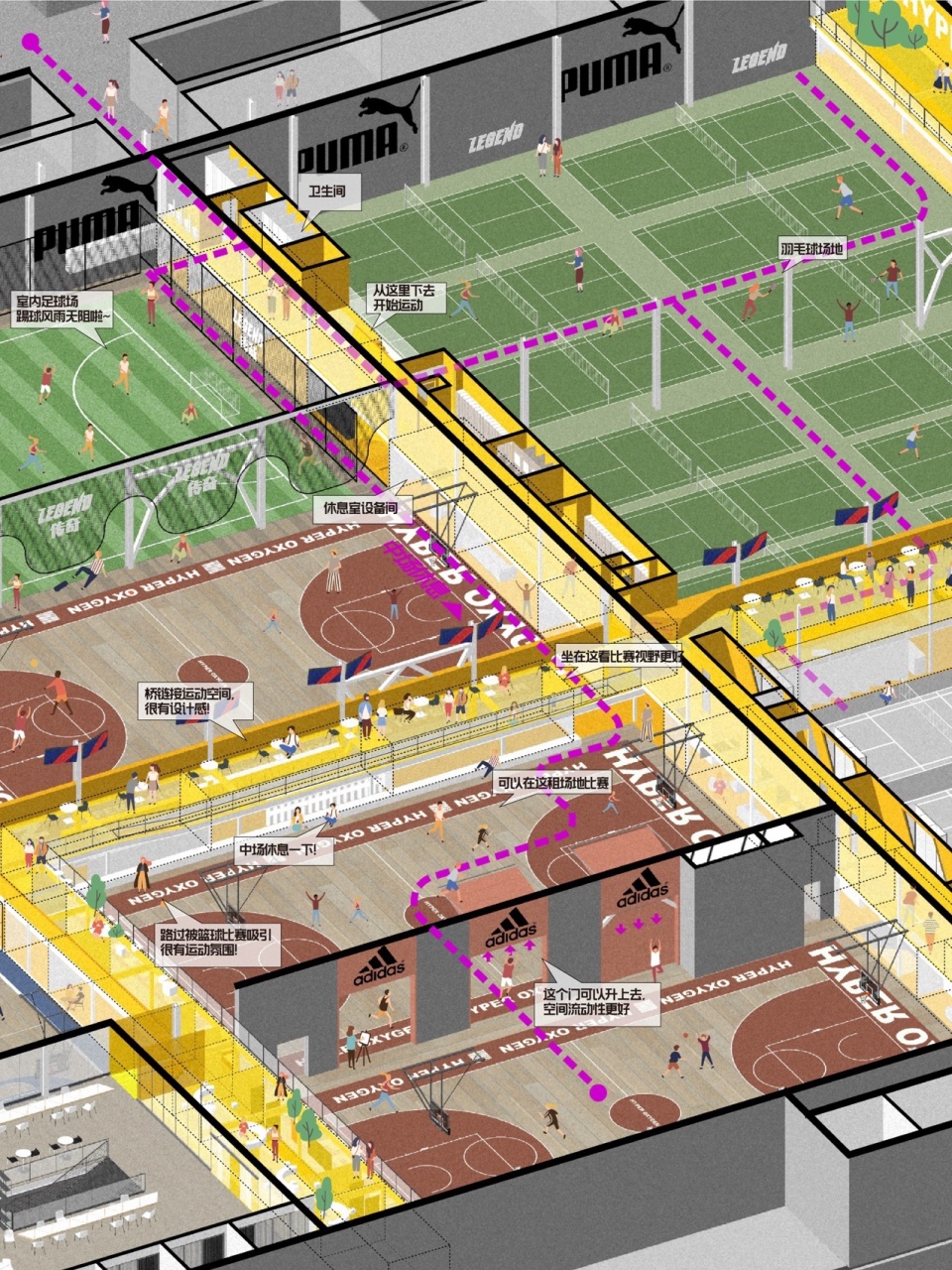 Sports socialization center on Furniture City HYPER OXGEN by officePROJECT