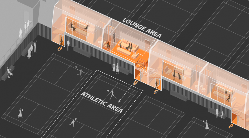 Sports socialization center on Furniture City HYPER OXGEN by officePROJECT