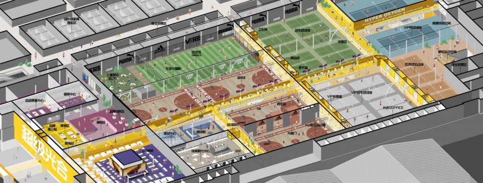 Sports socialization center on Furniture City HYPER OXGEN by officePROJECT