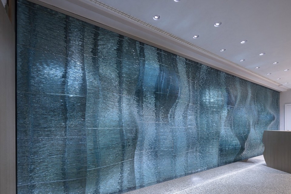 fairmont golden prague glass wall by lasvit