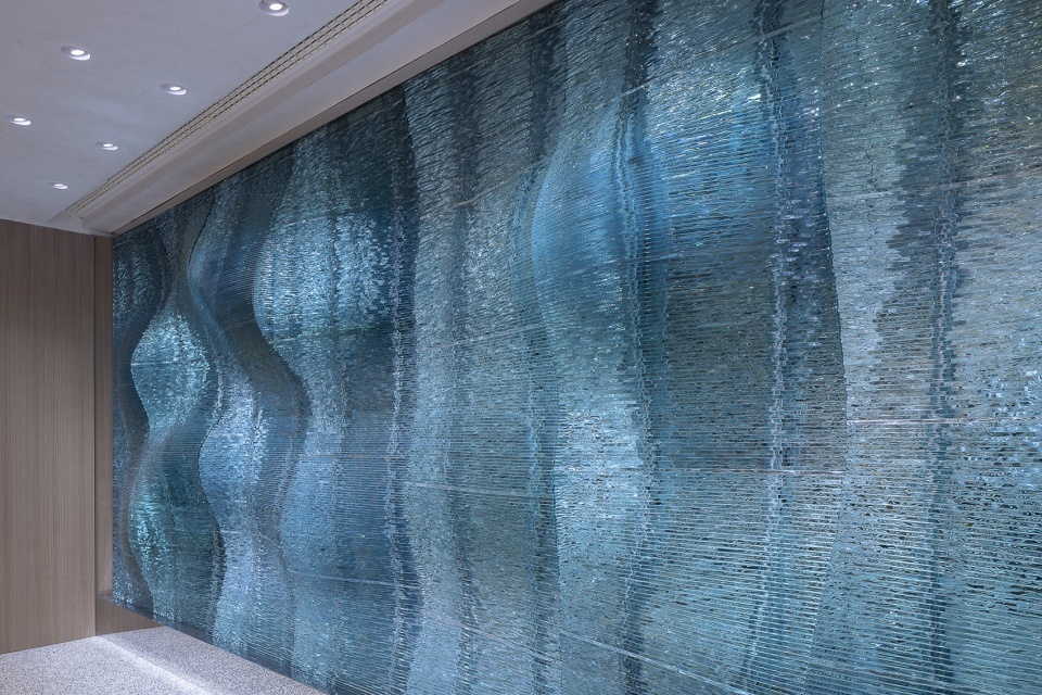 fairmont golden prague glass wall by lasvit