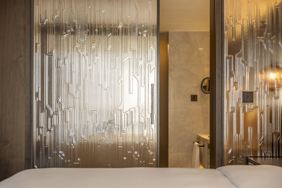 fairmont golden prague glass wall by lasvit