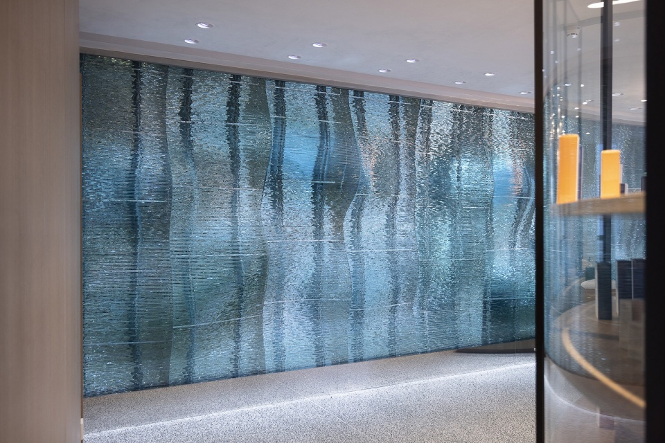 fairmont golden prague glass wall by lasvit