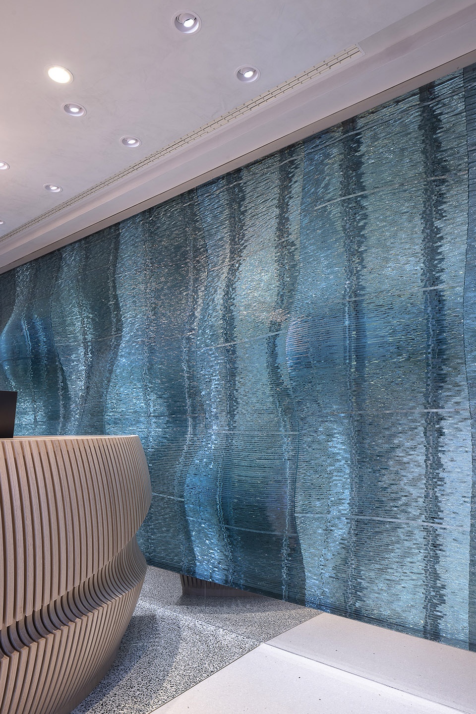 fairmont golden prague glass wall by lasvit