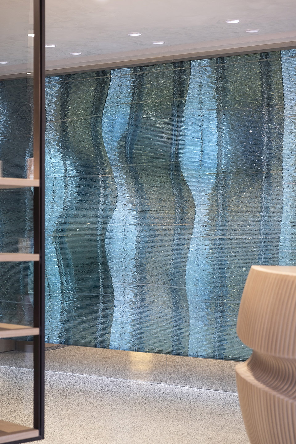 fairmont golden prague glass wall by lasvit