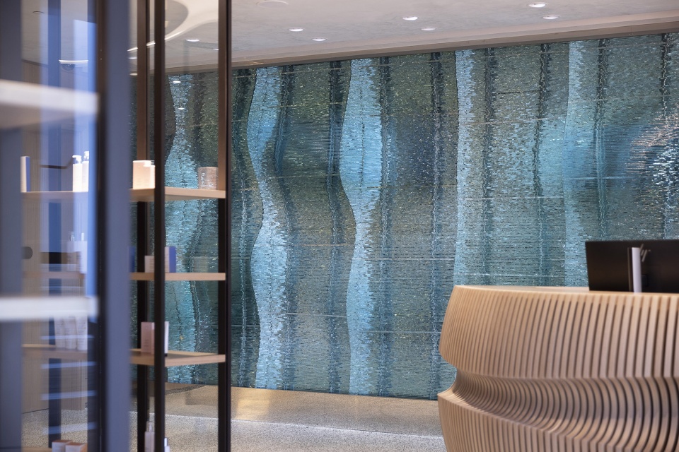 fairmont golden prague glass wall by lasvit
