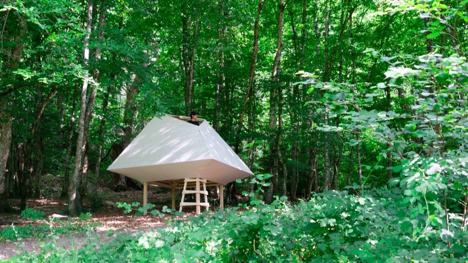 Meditation Cabin A light paper cage by Meaningless Architecture