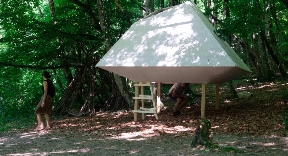 Meditation Cabin A light paper cage by Meaningless Architecture