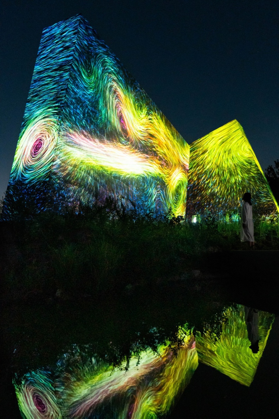Sculptures of Dissipative Birds in the Wind by teamLab