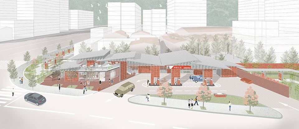 hongkou brick gas station by original design studio
