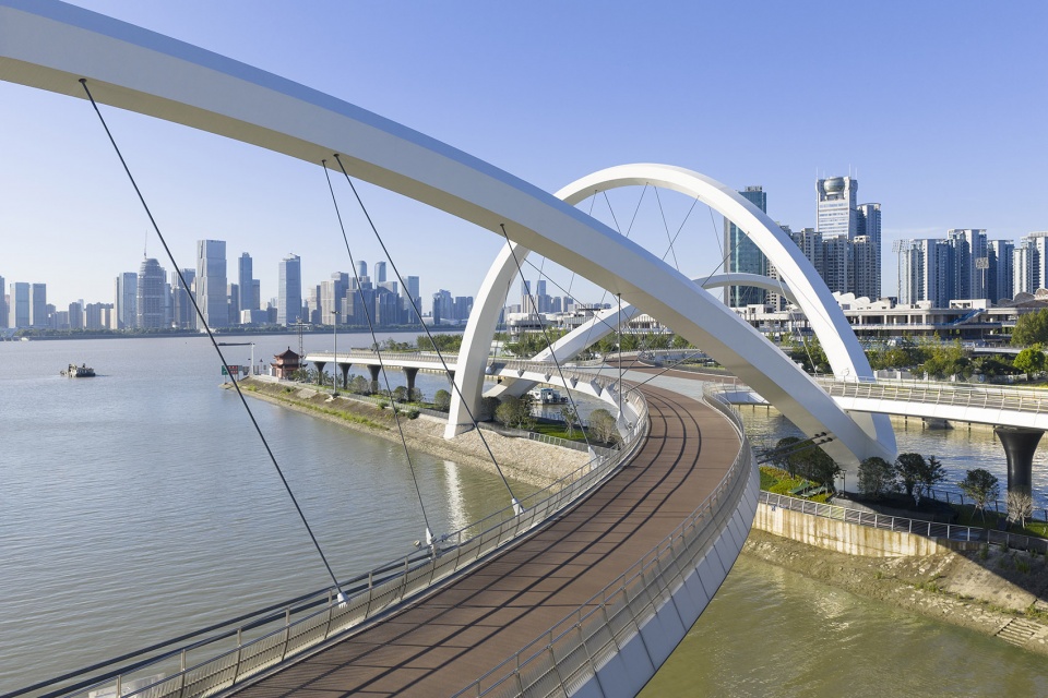 grand canal gateway bridge completed by zaha hadid architects