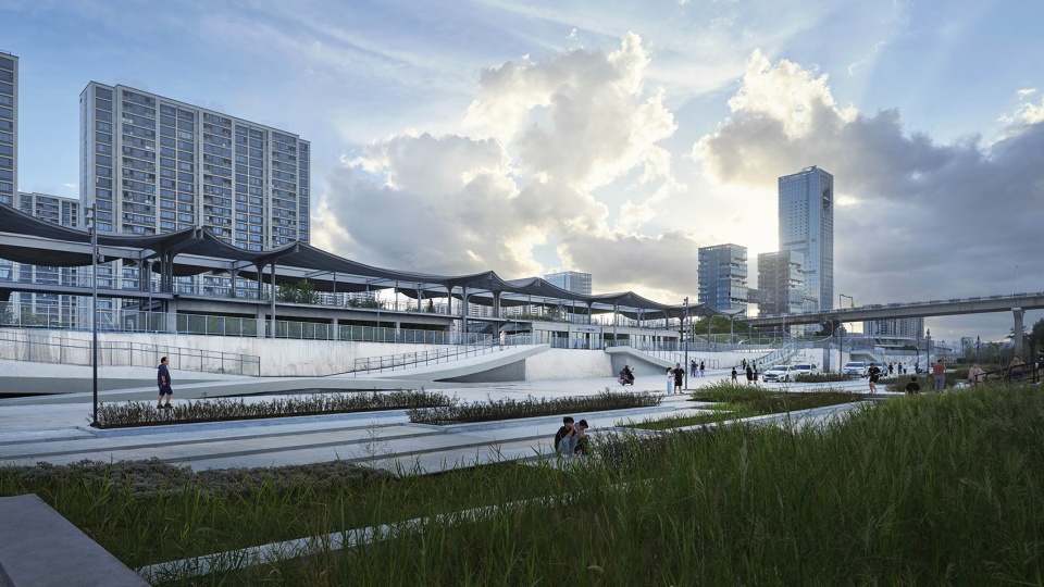 a reborn scenic field above waves by original design studio